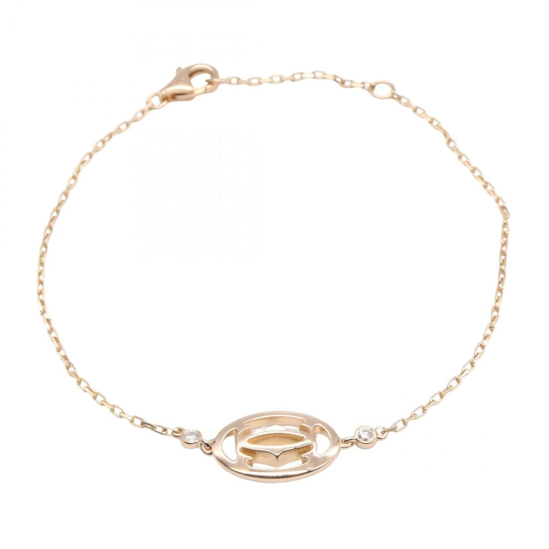 CARTIER LOGO DOUBLE C BRACELET 18K PINK ROSE GOLD: CARTIER Logo Double C Bracelet 18K Pink Rose Gold Brand: CARTIER Type: Bracelet Material: K18PG?Rose Gold? Color: Gold Size: Band Length?18cm(7.1") Motif W?17mm x H?9mm(0.7" x 0.4") Accessories: