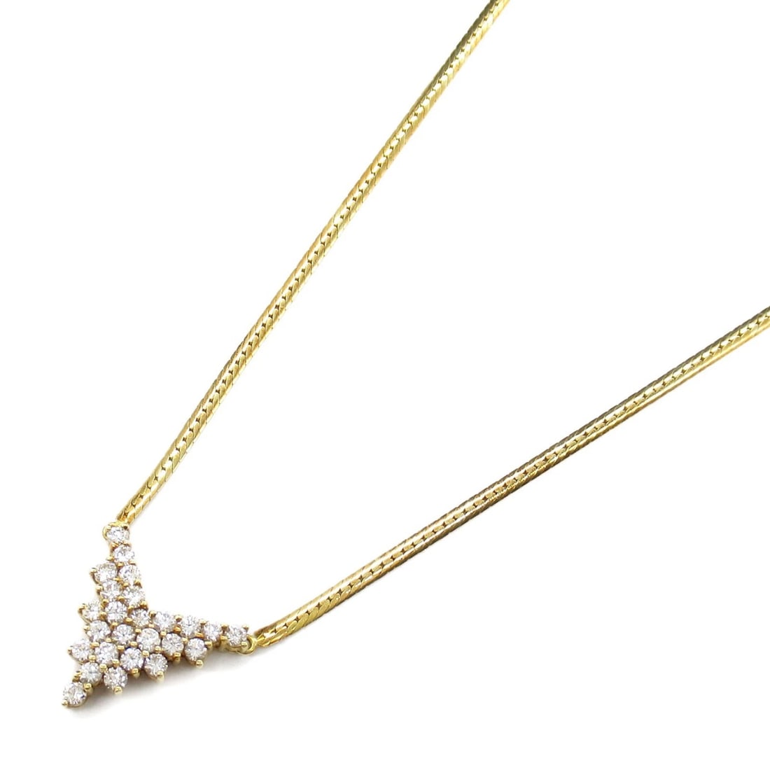 JEWELRY DIAMOND NECKLACE PENDANT 18KYG: JEWELRY Diamond Necklace pendant 18KYG Brand: JEWELRY Type: Necklace Material: K18 (Yellow Gold) Main Stone/Creation Natural Color: Clear Size: Neck rotation?41cm(16.1") Motif W?18.5mm x