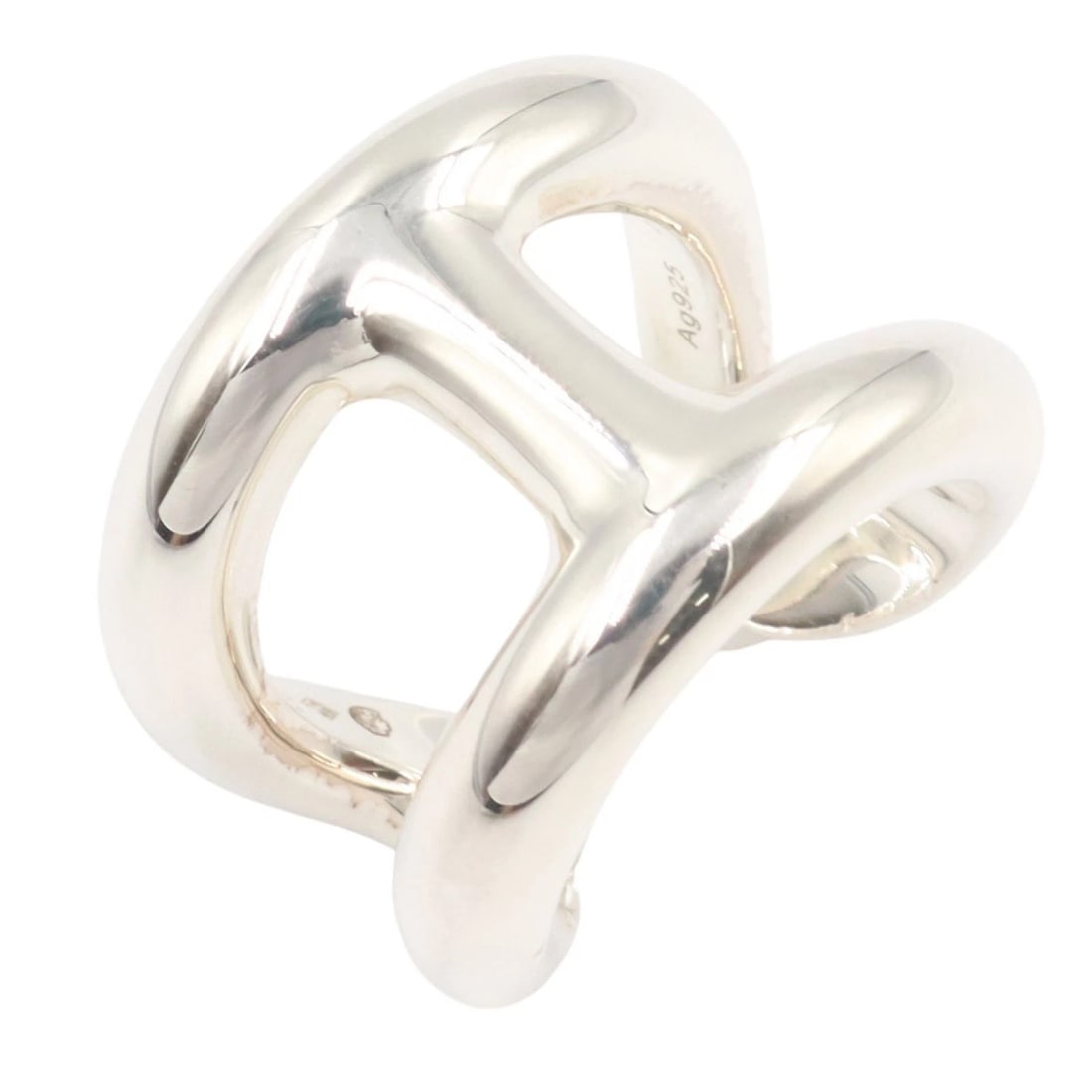 HERMES OSMOSE GM RING SILVER925: HERMES Osmose GM Ring Silver925 Brand: HERMES Type: Ring Material: Silver925 Color: Silver Size: 4.25 US Accessories: None Accessories Notice: When purchasing pre-owned goods, please refer to