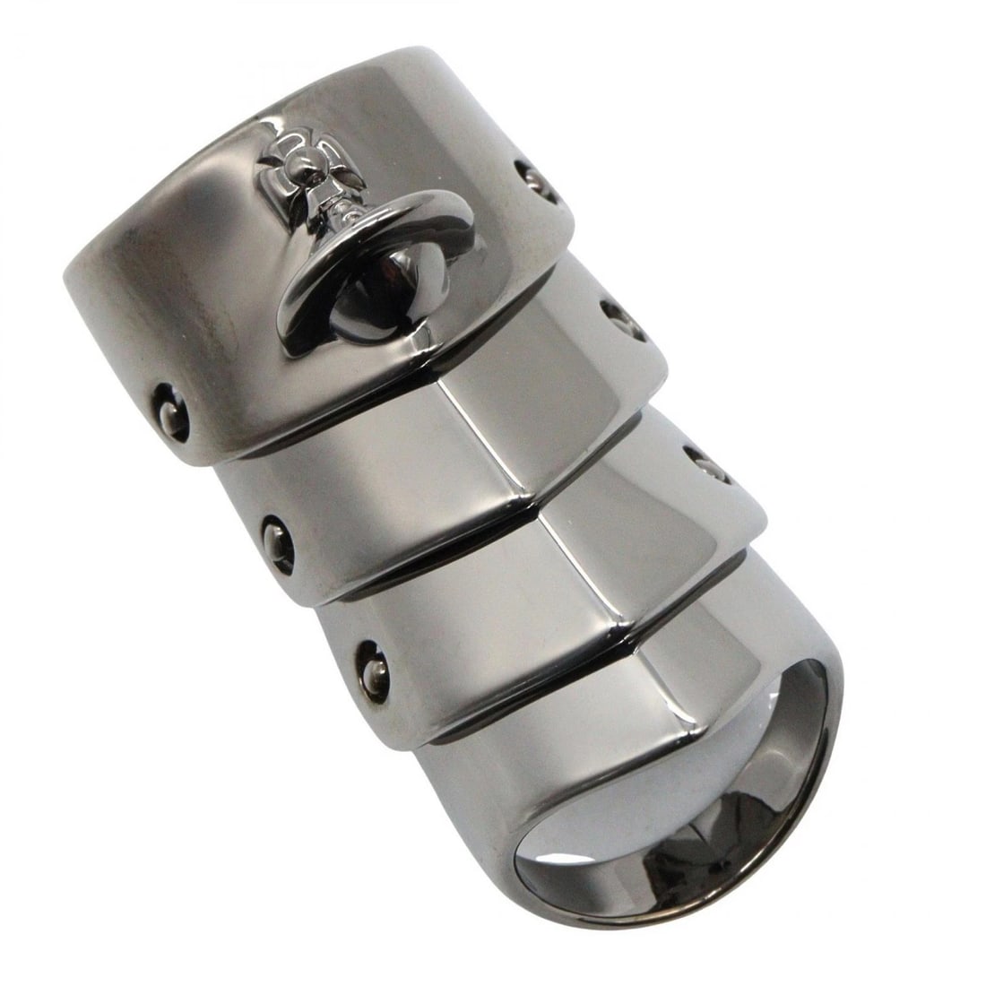 VIVIENNE WESTWOOD ARMOR RING GUNMETAL SILVER925: Vivienne Westwood Armor Ring Gunmetal Silver925 Brand: Vivienne Westwood Type: Ring Material: Silver925 Color: Black Size: 5.75 US Accessories: None Accessories Notice: When purchasing pre