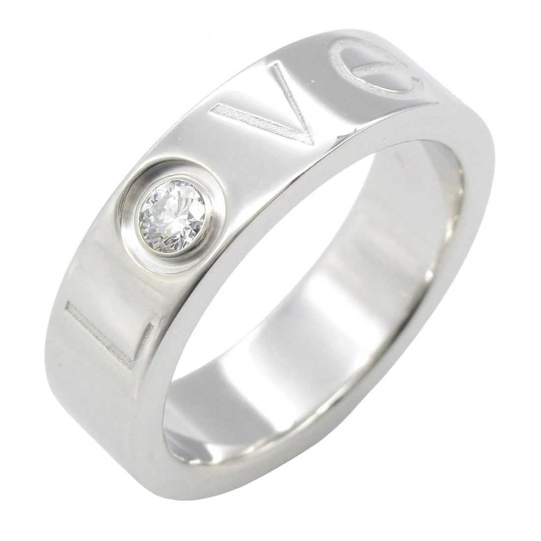 CARTIER LOVE 1P DIAMOND RING 18K WHITE GOLD: CARTIER Love 1P Diamond Ring 18K White Gold Brand: CARTIER Type: Ring Material: K18WG Color: Silver Size: 5 US Accessories: None Accessories Notice: When purchasing pre-owned goods, please
