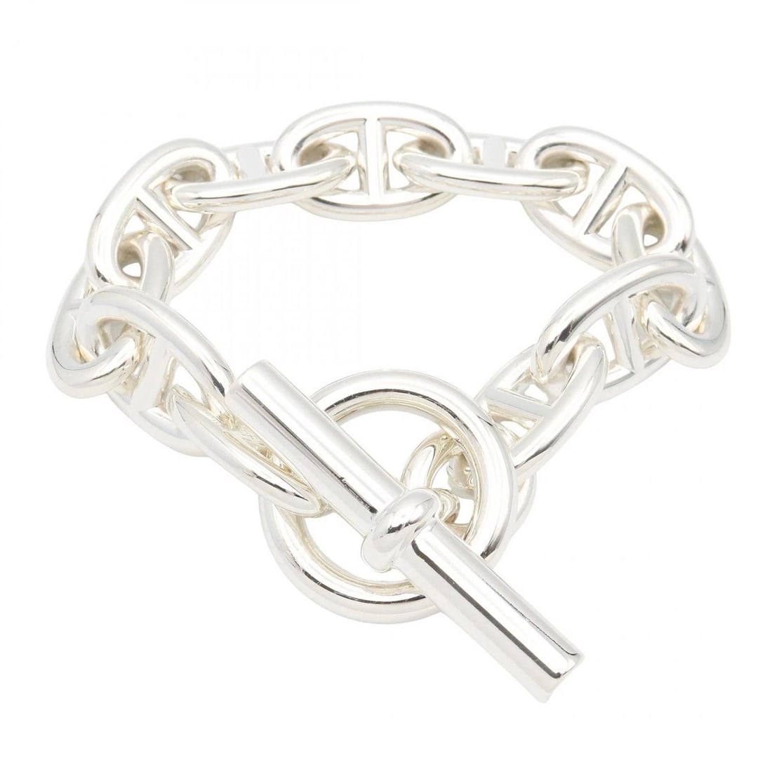 HERMES CHAINE D'ANCRE TGM 11-LINK BRACELET SILVER925: HERMES Chaine d'Ancre TGM 11-Link Bracelet Silver925 Brand: HERMES Type: Bracelet Material: Silver925 Color: Silver Size: Band Length?15.5cm(6.1") Motif W?23.7mm x H?14mm(0.9" x 0.6") 