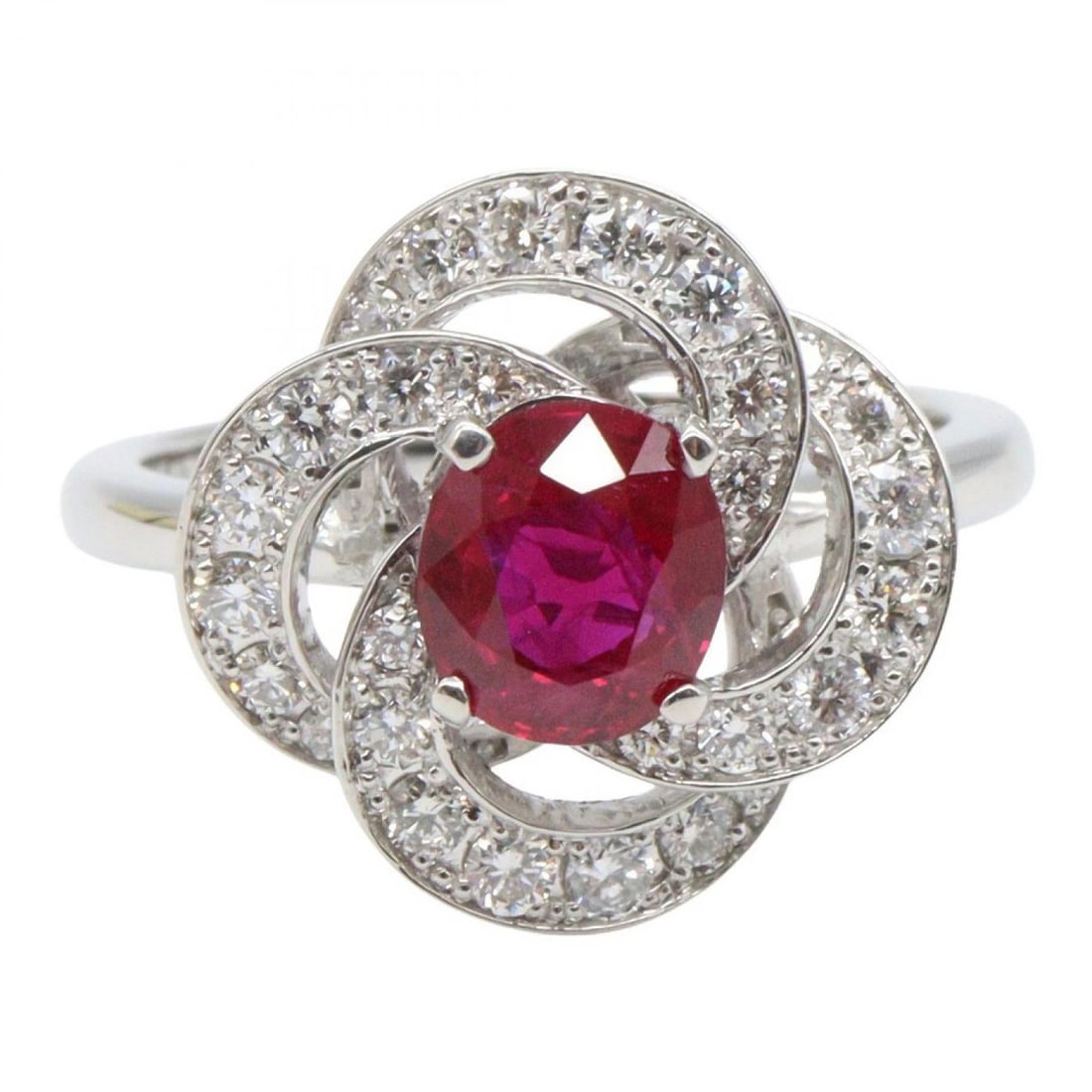 JEWELRY RUBY DIAMOND RING PT950 PLATINUM RED - 2