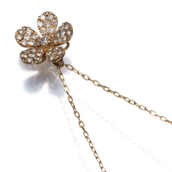 DIAMOND PAVED FLOWER NECKLACE - 2