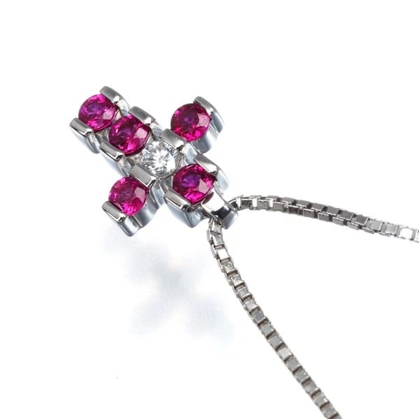DAMIANI NECKLACE RUBY DIAMOND CROSS - 2