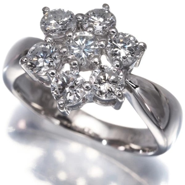 DIAMOND FLOWER RING 900 PLATINUM: Diamond Flower Ring 900 Platinum Brand: Unbranded Type: Ring Material: 900 / Platinum Main Stone/Creation Natural Color: Platinum Size: US 4 Accessories: None Accessories Notice: When purc