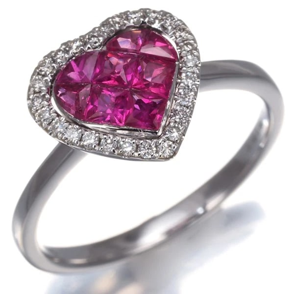 RUBY 0.85CT DIAMOND HEART RING - 2