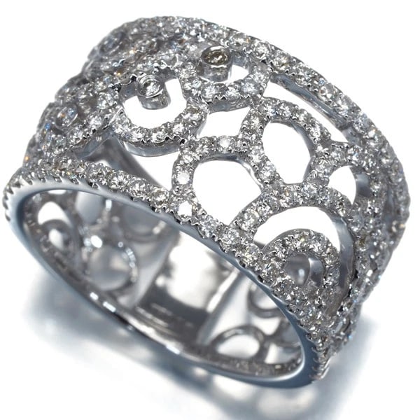 DIAMOND FLOWER OPENWORK RING 18K 750 WHITE GOLD (1 of 3)