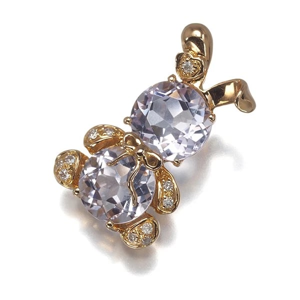 AMETHYST DIAMOND RABBIT PENDANT 18K 750 ROSE GOLD (1 of 3)