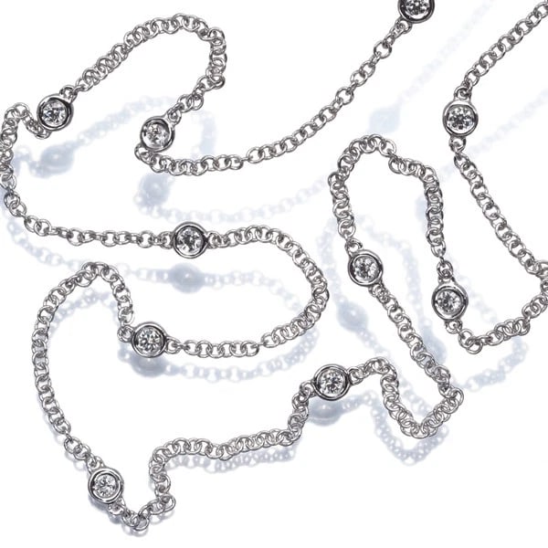 DIAMOND STATION NECKLACE 18K 750 WHITE GOLD (1 of 2)
