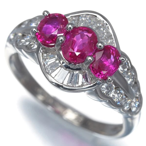RUBY 1.02CT DIAMOND CLASSIC RING 900 PLATINUM (1 of 2)