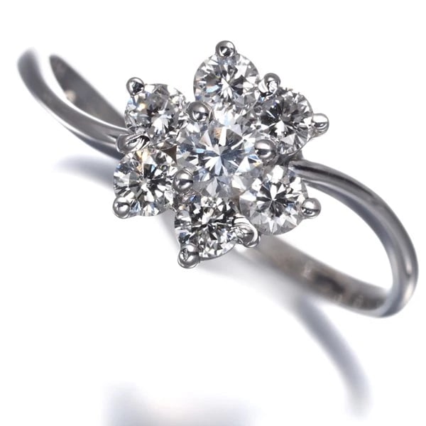DIAMOND FLOWER RING 18K 750 WHITE GOLD (1 of 2)