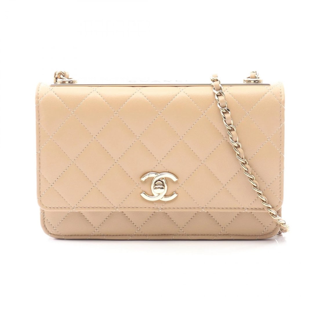CHANEL TRENDY CC MATELASSE CHAIN SHOULDER BAG: CHANEL Trendy CC Matelasse chain Shoulder Bag Brand: CHANEL Type: Shoulder Bag Material: Lambskin (sheep leather) Color: Beige??ish colors Size: (H:5.1" x W:7.5" x D:1.6") Strap drop?31cm(12.2")