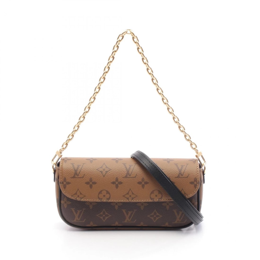 LOUIS VUITTON WALLET ON CHAIN IVY SHOULDER HANDBAG: LOUIS VUITTON Wallet on Chain Ivy Shoulder Handbag Brand: LOUIS VUITTON Type: Handbag Material: Monogram Reverse × PVC coated canvas Color: Brown??ish colors Size: (H:4.3" x W:8.3" x D:2.0") Hand