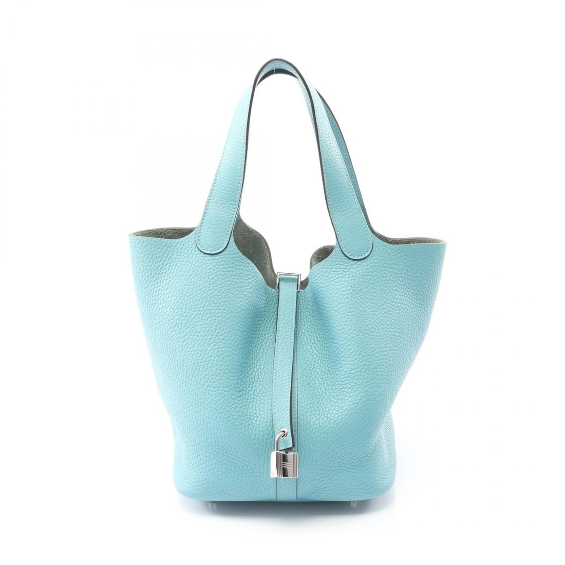 HERMES PICOTIN LOCK MM TOTE HANDBAG: HERMES Picotin Lock MM Tote Handbag Brand: HERMES Type: Handbag Material: Taurillon Clemence × leather × Taurillon Clemence Color: Blue Saint-Cyr / Blue??ish colors Size: (H:8.3" x W:8.7" x D:6.