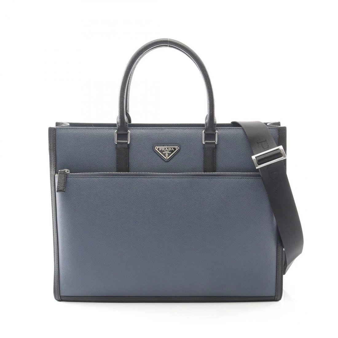 PRADA BUSINESS SHOULDER CROSSBODY HANADBAG: PRADA Business Shoulder Crossbody Hanadbag Brand: PRADA Type: Business bag Material: Saffiano leather Color: Blue??ish colors × Black??ish colors Size: (H:11.8" x W:15.4" x D:2.8")