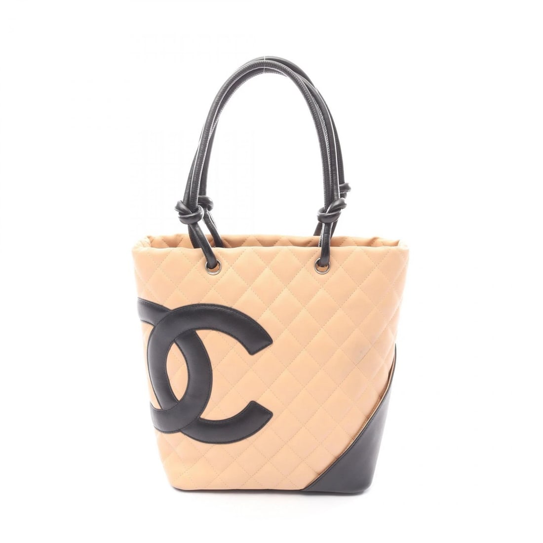 CHANEL CAMBON LINE MEDIUM TOTE HANDBAG LEATHER: CHANEL Cambon line medium Tote Handbag leather Brand: CHANEL Type: Tote Bag Material: leather Color: Beige??ish colors × Black??ish colors Size: (H:9.4" x W:7.9" x D:4.5") Handle?41cm(16.1") Acc