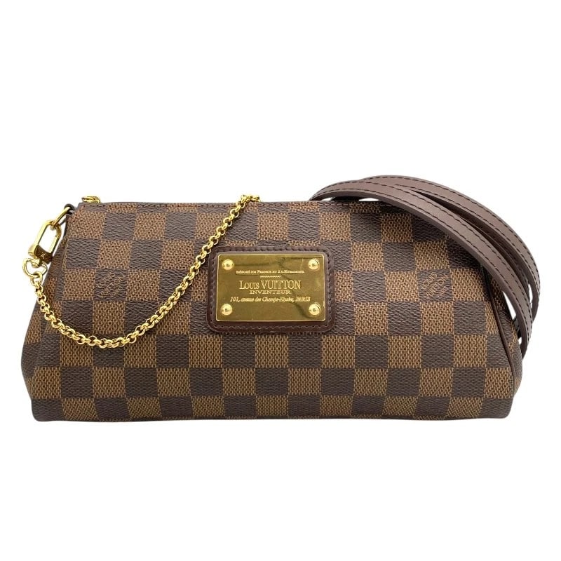 LOUIS VUITTON EVA SHOULDER BAG: LOUIS VUITTON Eva Shoulder Bag Brand: LOUIS VUITTON Type: Shoulder Bag Material: Damier canvas / leather Color: Ebene Size: W9.8 x H4.7x D2.0inch Shoulder:45.7inch Accessories: None Access