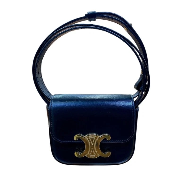 CELINE MINI CLAUDE SHOULDER BAG: CELINE mini claude Shoulder Bag Brand: CELINE Type: Shoulder Bag Material: Shiny calfskin Color: black Size: W4.5 x H3.9x D1.6inch Accessories: None Accessories Notice: When purchasing