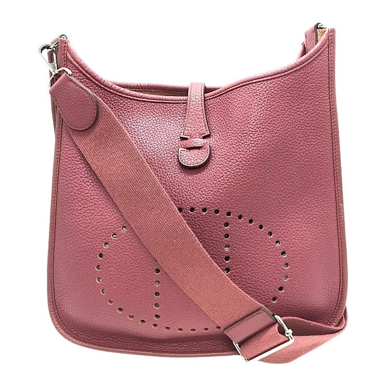 HERMES EVELYN SHOULDER BAG: HERMES Evelyn Shoulder Bag Brand: HERMES Type: Shoulder Bag Material: Taurillon Clemence Color: Rosewood xSVHardware Size: W11.8 x H7.9x D2.4inch Shoulder:36.2inch Accessories: None