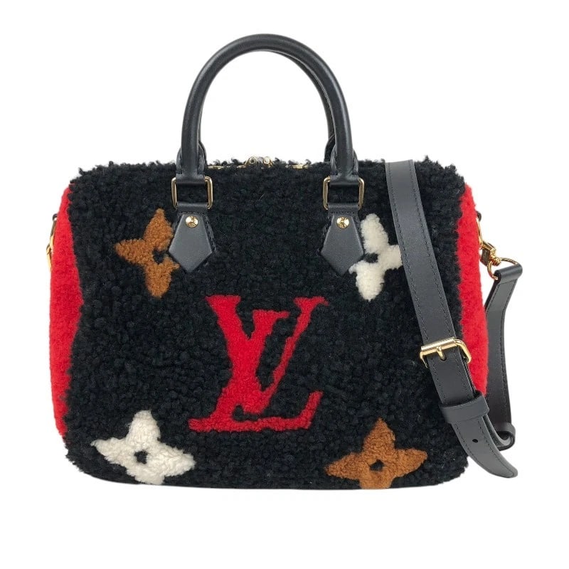 LOUIS VUITTON SPEEDY BANDOULIERE 25 MONOGRAM TEDDY BOSTON BAG: LOUIS VUITTON Speedy Bandouliere 25 Monogram Teddy Boston bag Brand: LOUIS VUITTON Type: Boston bag Material: Shearling Leather Color: Red Size: W9.8 x H7.5x D5.5inch Accessories: None Acc