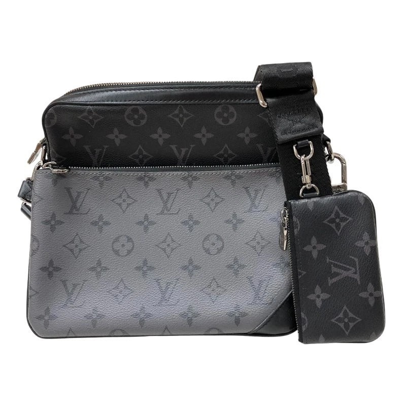 LOUIS VUITTON TRIO MESSENGER SHOULDER BAG: LOUIS VUITTON Trio Messenger Shoulder Bag Brand: LOUIS VUITTON Type: Shoulder Bag Material: Monogram Eclipse PVC Monogram Eclipse & Monogram Eclipse Reverse Color: gray Size: W7.1 x H9.4x