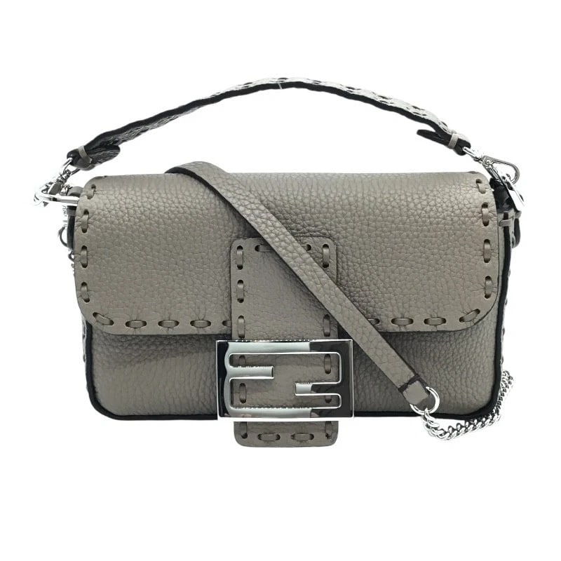 FENDI SELLERIA BUCKET MINI SHOULDER BAG: FENDI Selleria Bucket Mini Shoulder Bag Brand: FENDI Type: Shoulder Bag Material: Leather / metal Color: Gray x SV Hardware Size: W7.1 x H4.7x D1.8inch Shoulder:47.2inch Accessories: None
