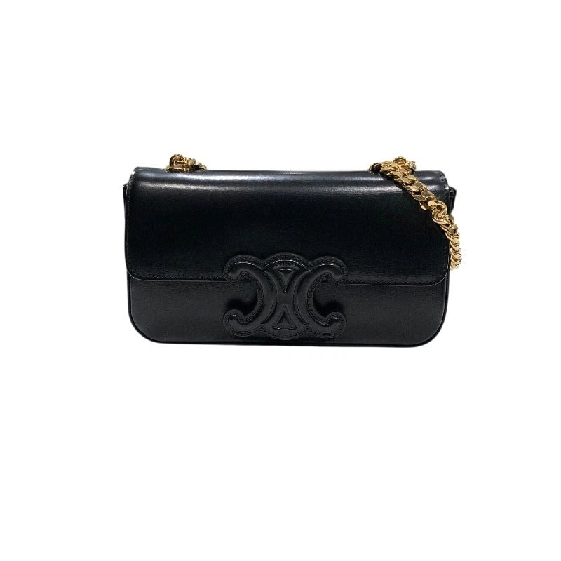 CELINE CHAIN SHOULDER BAG: CELINE Chain Shoulder Bag Brand: CELINE Type: Shoulder Bag Material: shiny calf Color: BlackGDHardware Size: W7.9 x H4.3x D1.6inch Accessories: None Accessories Notice: When purchasing