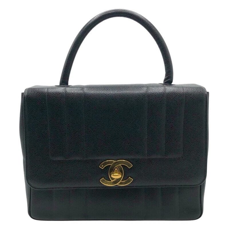 CHANEL TURNLOCK MADEMOISELLE HANDBAG: CHANEL Turnlock Mademoiselle Handbag Brand: CHANEL Type: Handbag Material: Caviar skin Color: Black Gold Hardware Size: W11.8 x H9.3x D3.1inch Accessories: None Accessories Notice: When