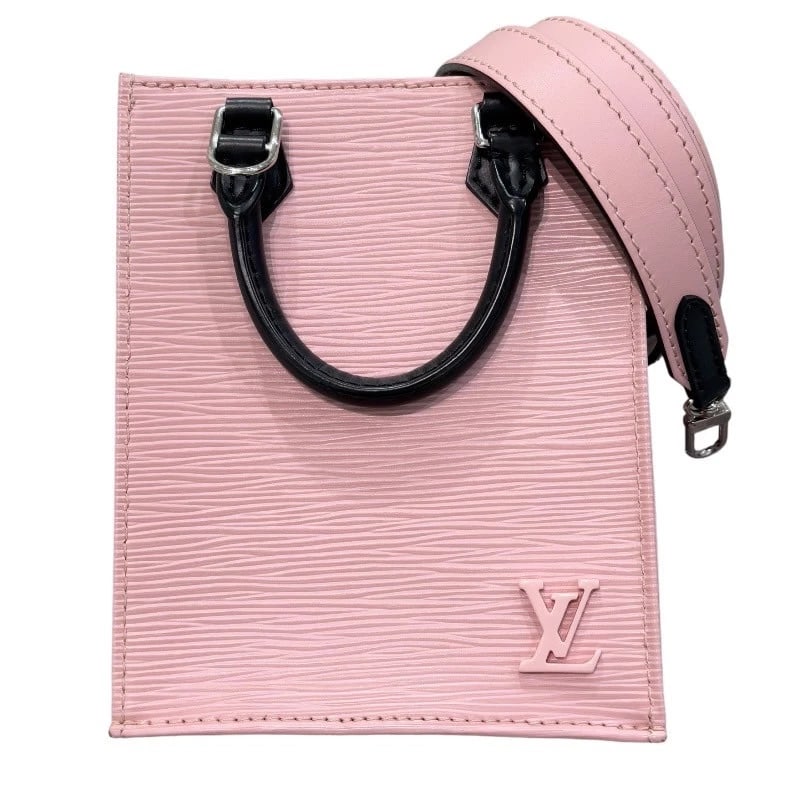 LOUIS VUITTON PETIT SAC PLAT SHOULDER BAG: LOUIS VUITTON Petit Sac Plat Shoulder Bag Brand: LOUIS VUITTON Type: Shoulder Bag Material: Epi leather Color: Rose Ballerine x Black SilverHardware Size: W5.3 x H6.7x D2.0inch