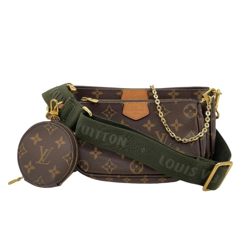 LOUIS VUITTON MULTI POCHETTE ACCESSOIRES SHOULDER BAG: LOUIS VUITTON Multi Pochette Accessoires Shoulder Bag Brand: LOUIS VUITTON Type: Shoulder Bag Material: Monogram canvas Color: Brown x khaki Size: W9.4 x H5.3x D1.6inch Accessories: None