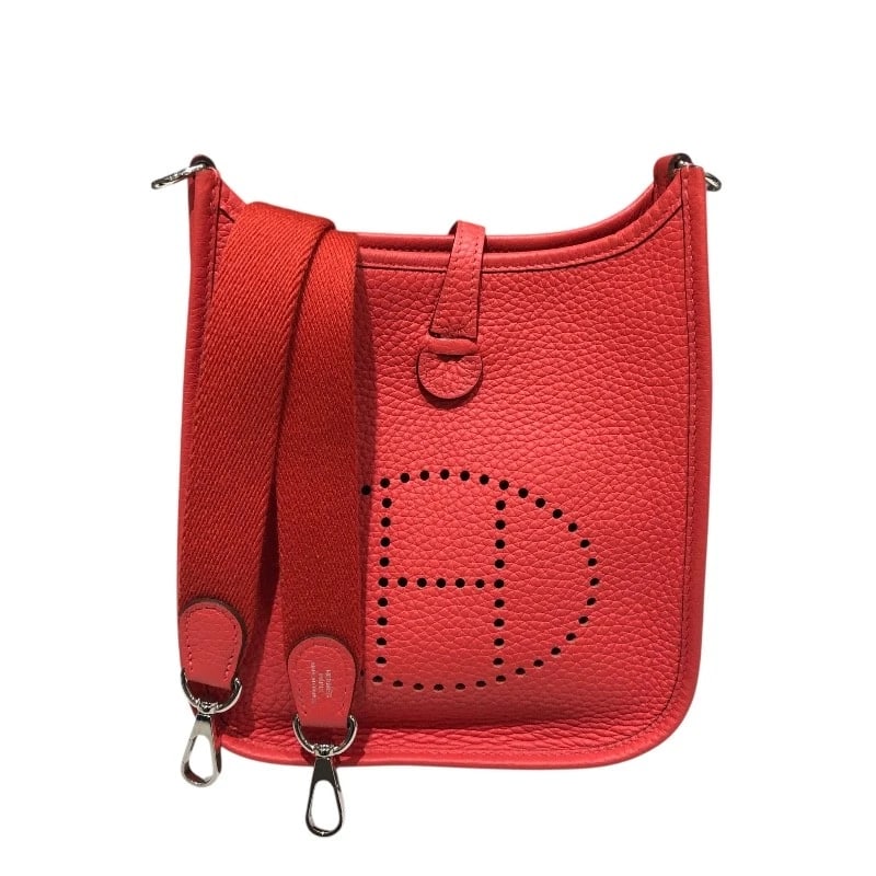 HERMES EVELYN SHOULDER BAG: HERMES Evelyn Shoulder Bag Brand: HERMES Type: Shoulder Bag Material: Taurillon Clemence Color: Bougainvillea SilverHardware Size: W7.1 x H6.7x D2.4inch Shoulder:44.1inch Accessories: None