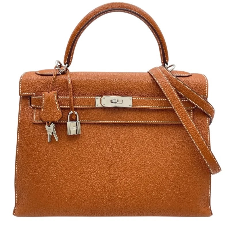 HERMES KELLY 32 OUTSIDE SEWING SHOULDER BAG: HERMES Kelly 32 outside sewing Shoulder Bag Brand: HERMES Type: Shoulder Bag Material: Shave Luco Romandel Color: Cognac GDHardware Size: W12.6 x H8.7x D4.7inch Shoulder:33.9inch Accessories: Non