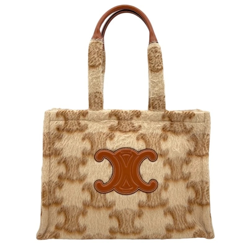CELINE TRIOMPHE PATTERN TOTE BAG: CELINE Triomphe pattern tote bag Brand: CELINE Type: Tote Bag Material: mohair Color: beige Size: W15.7 x H11.8x D6.3inch Accessories: None Accessories Notice: When purchasing pre-owned