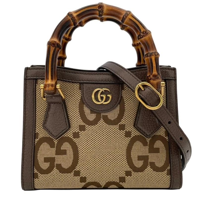 GUCCI DIANA MINI TOTE BAG: GUCCI Diana Mini Tote Bag Brand: GUCCI Type: Tote Bag Material: Jumbo GG Color: Brown Size: W7.7 x H6.3x D3.5inch Accessories: None Accessories Notice: When purchasing pre-owned goods, please