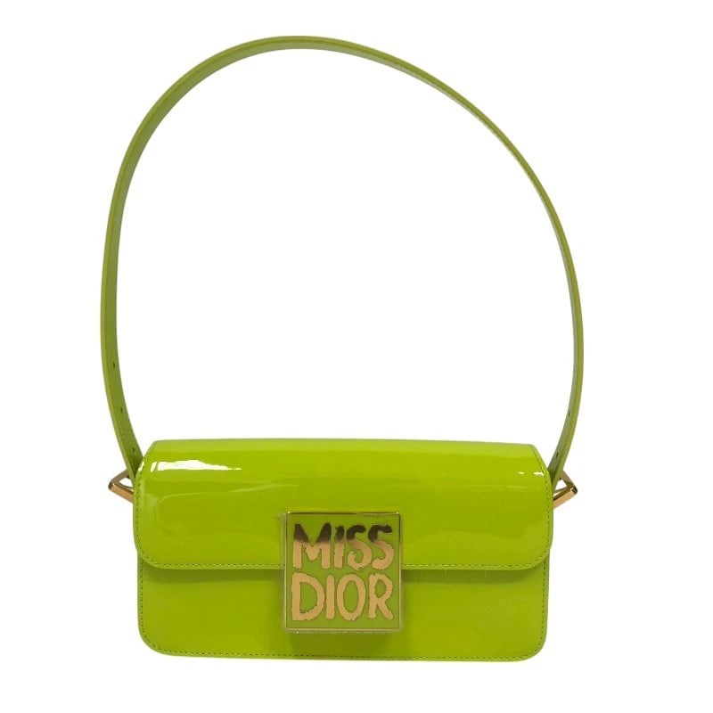 CHRISTIAN DIOR MISS DIOR FLAP BAG HANDBAG: Christian Dior Miss Dior flap bag Handbag Brand: Christian Dior Type: Handbag Material: Patent leather Color: Apple green Size: W11.4 x H6.7x D2.4inch Accessories: None Accessories Notice: