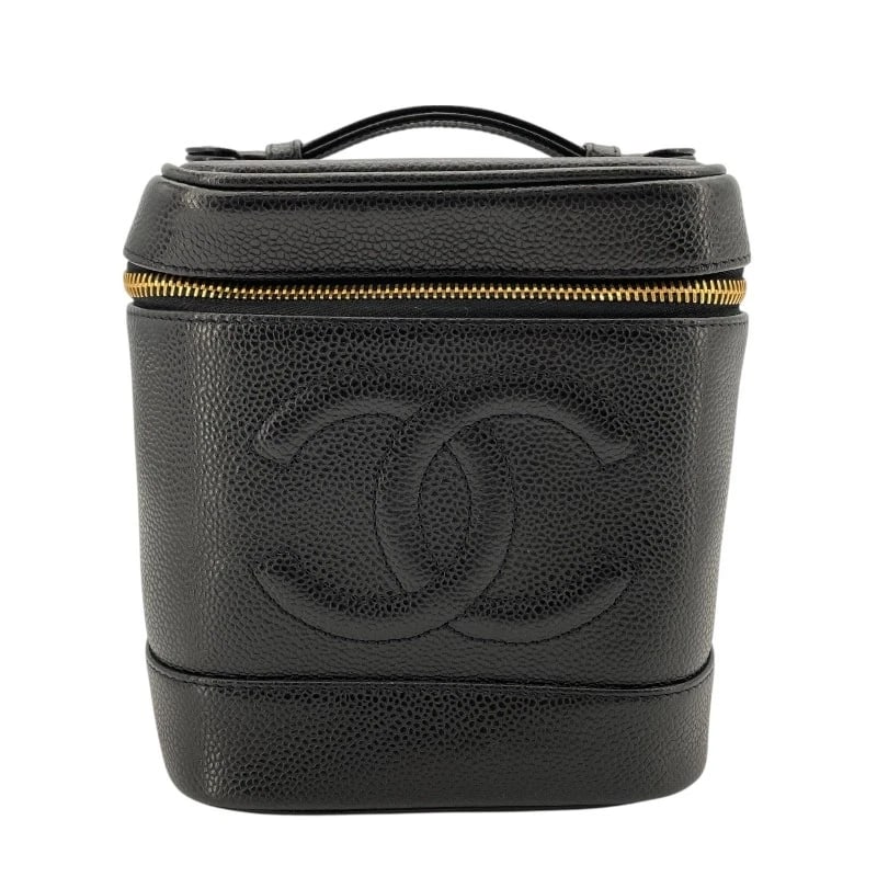CHANEL COCO MARK VANITY BAG HANDBAG: CHANEL COCO Mark vanity bag Handbag Brand: CHANEL Type: Handbag Material: Caviar skin Color: Black GD Hardware Size: W5.9 x H5.1x D5.1inch Accessories: None Accessories Notice: When purcha