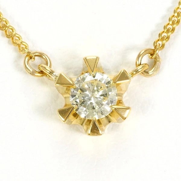 18K YELLOW GOLD NECKLACE DIAMOND: 18K Yellow gold Necklace Diamond Brand: N/A Type: Necklace Material: K18 Yellow gold Main Stone/Creation Natural Color: Yellow gold Size: Top:Length height: 6mm width:8mm,Chain:Length 40cm 
