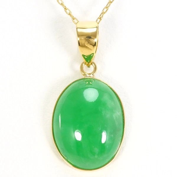 JEWELRY 18K YELLOW GOLD NECKLACE JADEITE: Jewelry 18K Yellow gold Necklace Jadeite Brand: N/A Type: Necklace Material: 18K Yellow gold Color: Yellow gold Size: Top:Length height: 22mm width:11mm,Chain:Length 38cm Accessories: None