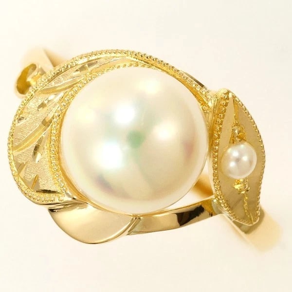 18K YELLOW GOLD RING PEARL (1 of 4)