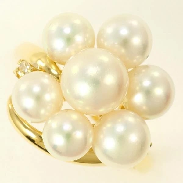 18K YELLOW GOLD RING PEARL DIAMOND (1 of 4)