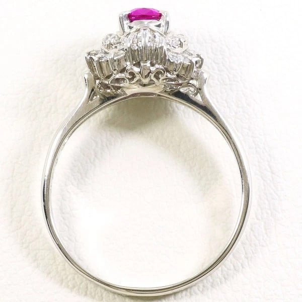 JEWELRY PLATINUM 900 RING RUBY DIAMOND - 2