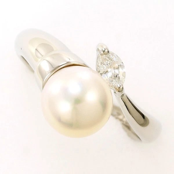 PLATINUM 900 RING PEARL DIAMOND (1 of 4)