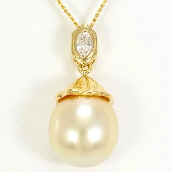 18K YELLOW GOLD NECKLACE PEARL DIAMOND (1 of 2)
