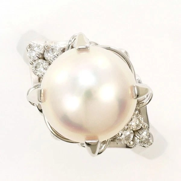 PLATINUM 900 RING PEARL DIAMOND (1 of 4)