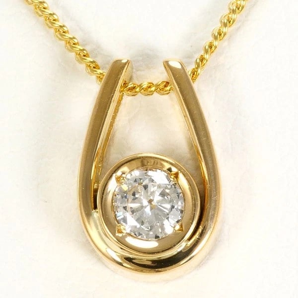 JEWELRY 18K YELLOW GOLD NECKLACE DIAMOND: Jewelry 18K Yellow gold Necklace Diamond Brand: N/A Type: Necklace Material: K18 Yellow gold Main Stone/Creation Natural Color: Yellow gold Size: Top:Length height: 10mm width:7mm(Top and chain re