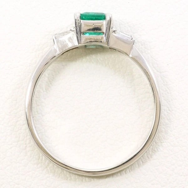 PLATINUM 900 RING EMERALD DIAMOND - 2