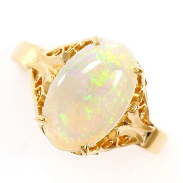 JEWELRY 18K YELLOW GOLD RING OPAL (1 of 3)