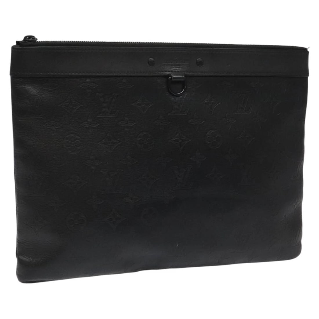 LOUIS VUITTON MONOGRAM SHADOW POCHETTE BAG: LOUIS VUITTON Monogram Shadow Pochette Bag Brand: LOUIS VUITTON Type: Clutch Bag Material: Leather/Monogram Shadow Canvas Color: Black Size: W14.2 x H9.8inch(Approx) Accessories: None