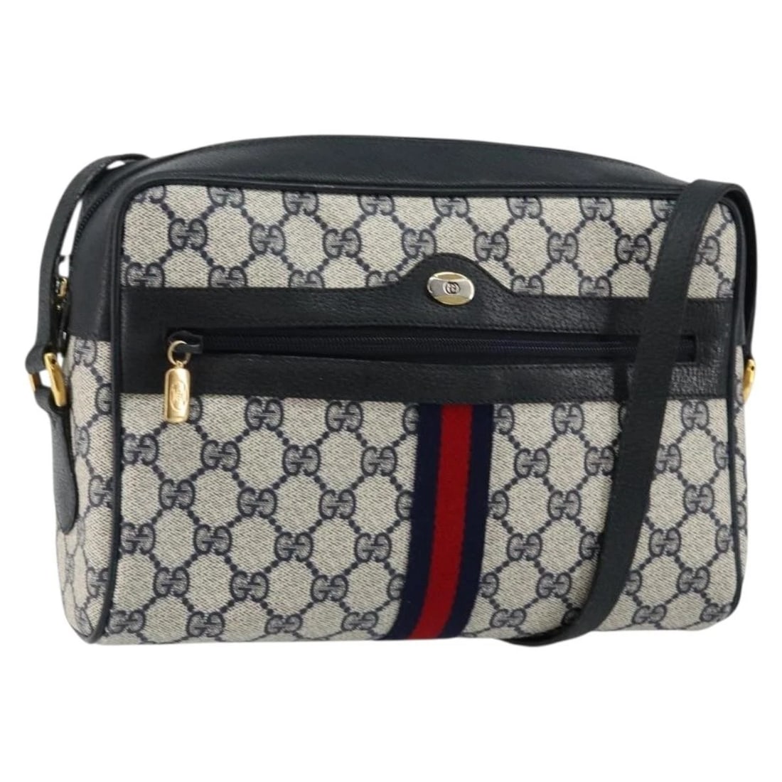 GUCCI GG SUPREME SHERRY LINE SHOULDER BAG: GUCCI GG Supreme Sherry Line Shoulder Bag Brand: GUCCI Type: Shoulder Bag Material: PVC Leather Color: Navy / Red Size: W9.8 x H6.3 x D2.4inch(Approx) Shoulder Drop:17.3 - 19.3inch(Approx) Access